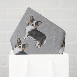 Zwart driekleurige Pembroke Welsh Corgi-hondpatroo Tissuepapier