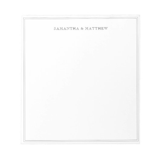 Zwart dubbelgrenspostnamen notitieblok (Voorkant)