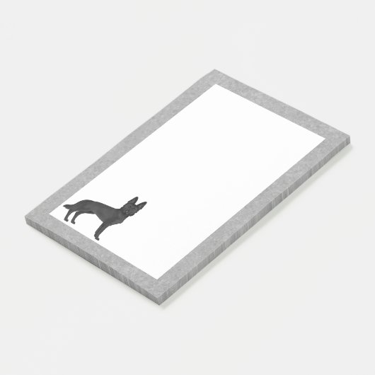 Zwart Duits Herder Cartoon GSD Rashond Grijs Post-it® Notes (Schuin)