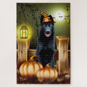 Zwart Duits Herder Halloween Jigsaw Puzzel (Verticaal)