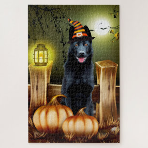 Zwart Duits Herder Halloween Jigsaw Puzzel