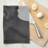 Zwart Duits Herder Hond Hoofd En Naam Grijs Theedoek (Quarter Fold)