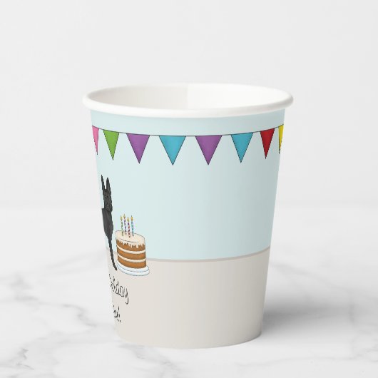 Zwart Duits Herder Kleurrijke Gelukkige Verjaardag Papieren Bekers (Links)