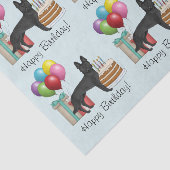 Zwart Duits Herder Kleurrijke Gelukkige Verjaardag Tissuepapier (Detail)
