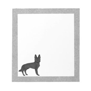 Zwart Duits Herder Schattige Cartoon GSD Dog Grey Notitieblok