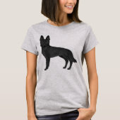 Zwart Duits Herder Schattige Cartoon Hondentekenin T-shirt (Voorkant)