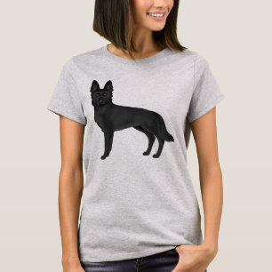 Zwart Duits Herder Schattige Cartoon Hondentekenin T-shirt