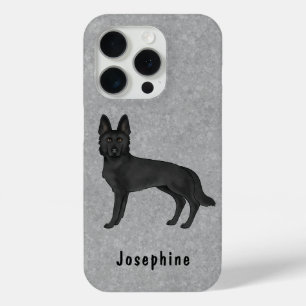 Zwart Duits Herder Schattige Dog Met Aangepaste Na iPhone 15 Pro Case