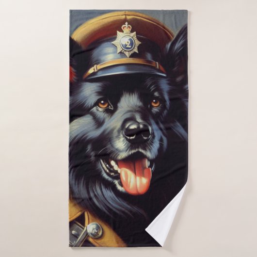 zwart duits herder schilderij badhanddoek