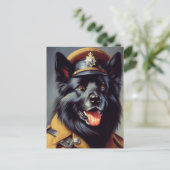  zwart duits herder schilderij briefkaart (Staand voorkant)