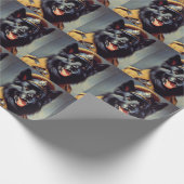  zwart duits herder schilderij cadeaupapier (Hoek)