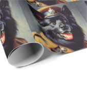  zwart duits herder schilderij cadeaupapier (Rol Hoek)