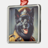  zwart duits herder schilderij metalen ornament (Links)