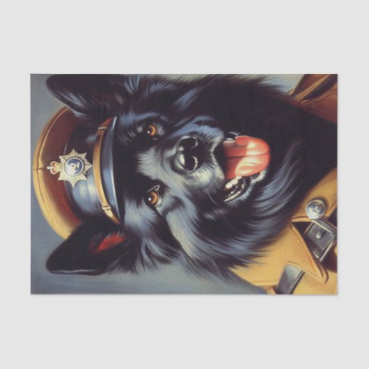  zwart duits herder schilderij tissuepapier (Voorkant)