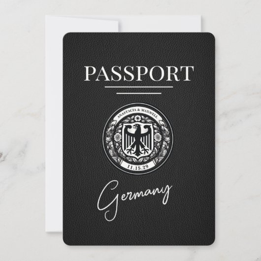 Zwart Duitsland paspoort Bewaar de datum Save The Date (Voorkant)
