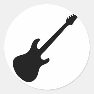 zwart e-gitaarpictogram ronde sticker