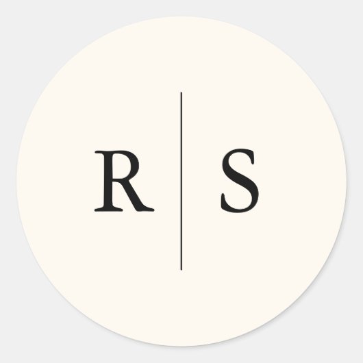 Zwart & Ecru bewerkbare kleur Monogram bruiloft Ronde Sticker (Voorkant)