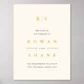 Zwart & Ecru Monogram Bruiloft Welkom Folie Afdrukken (Voorkant)