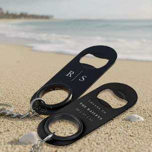Zwart & Ecru Monogram Huwelijksgunst Mini Flessenopener