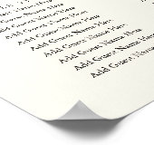 Zwart & Ecru Monogram XL Bruiloft Zitkaarten Poster (Hoek)