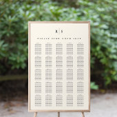 Zwart & Ecru Monogram XL Bruiloft Zitkaarten Poster