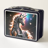 Zwart Eenhoorn Met Gouden Mane Custom Name Script (Voorkant)