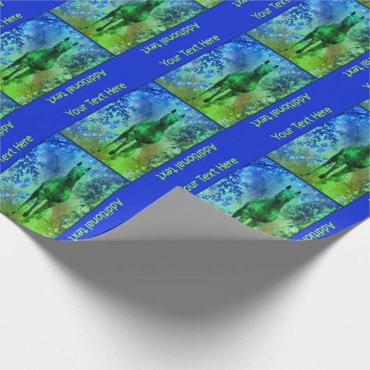 Zwart Eenhoorn Paard Fantasy Kunst Gepersonaliseer Cadeaupapier (Hoek)