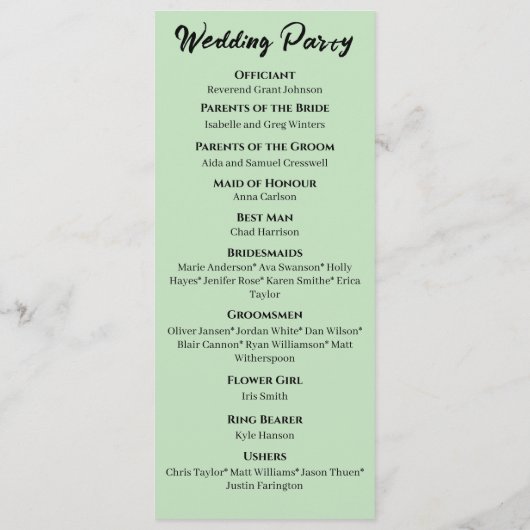 Zwart Eenhoorn Paarse Rood Salie Bloemen Bruiloft Programma (Achterkant)