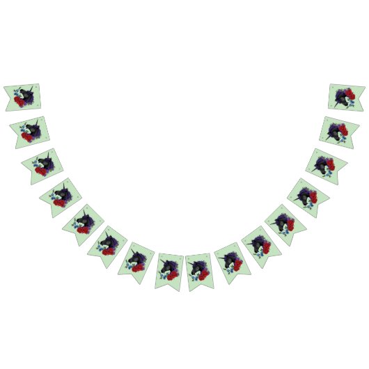 Zwart Eenhoorn Paarse Rood Salie Bloemen Bruiloft Vlaggetjes (Alle)