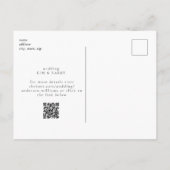 Zwart Eenvoud Monogram QR Code De datum opslaan Briefkaart (Achterkant)