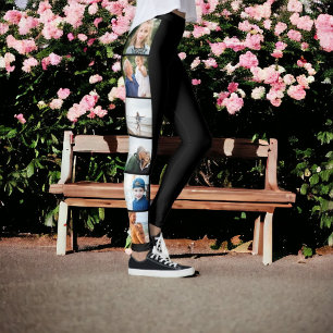 Zwart Eenvoudig 12 Fotocollage Aangepast Leggings