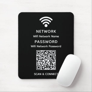 Zwart Eenvoudig Elegant WiFi QR Code Netwerkwachtw Muismat