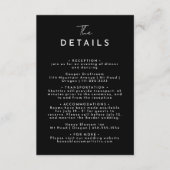 Zwart Eenvoudig Modern Script Bruiloft Details Informatiekaartje (Voorkant)