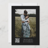 Zwart Eenvoudig Monogram QR Code Fotobruiloft Kaart (Achterkant)