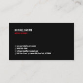 Zwart Eenvoudig Vierkant Rode Doos Modern Visitekaartje (Achterkant)