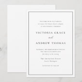 Zwart Eenvoudige Typografie Formele Bruiloft Kaart (Voorkant / Achterkant)