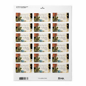 Zwart Eiffeltoren Roos bijpassend adres Etiket (Full Sheet)