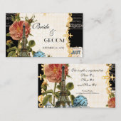 Zwart  Eiffeltoren Roos Gift Registry Kaart (Voorkant / Achterkant)