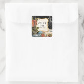 Zwart  Eiffeltoren Roos Save the Date Seal Vierkante Sticker (Tas)