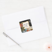 Zwart  Eiffeltoren Roos Save the Date Seal Vierkante Sticker (Envelop)