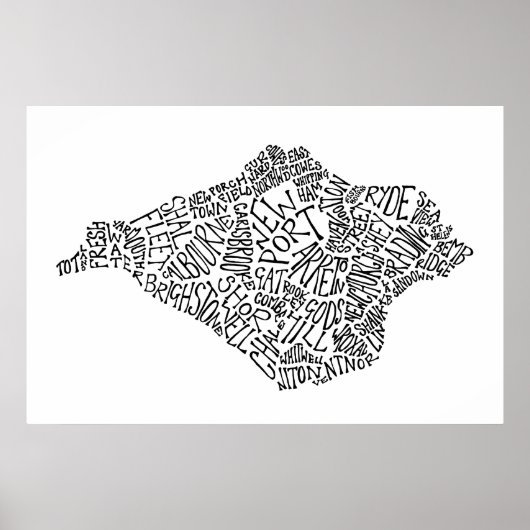 Zwart eiland van het Poster van de Kaart van de Te (Voorkant)