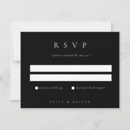 Zwart Elegant Boho Huwelijk Modern RSVP Kaartje