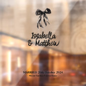 Zwart Elegant Bow Naam Datum Huwelijksceremonie Si Raamsticker (Vel 2)