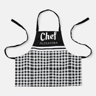 Zwart Elegant Chef Buffalo Pset Black White Apron Schort