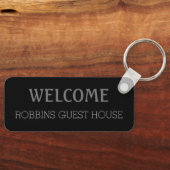 Zwart Elegant Custom Guest House Kamer Telefoonnum Sleutelhanger (Voorkant)