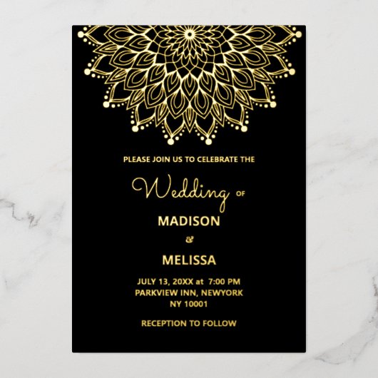 Zwart Elegant eenvoudige bruiloft uitnodiging (Voorkant)