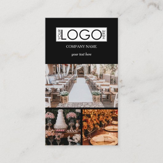 Zwart Elegant Event Planning Business 3 Foto's Visitekaartje (Voorkant)