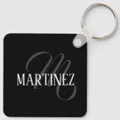 Zwart Elegant gepersonaliseerde achternaam | Naam Sleutelhanger (Achterkant)