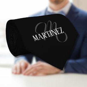 Zwart Elegant gepersonaliseerde achternaam   Naam Stropdas