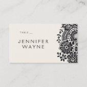 Zwart elegant  kant trouwplaats kaarten plaatskaartje (Voorkant)